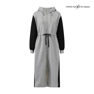나인식스뉴욕  배색 소매 후드 집업 기모 원피스 (NPBOP002M0)