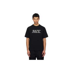 25 FW BAPE 남성 블랙 라인스톤 베이프 로고 루즈 핏 티셔츠 252546M213166