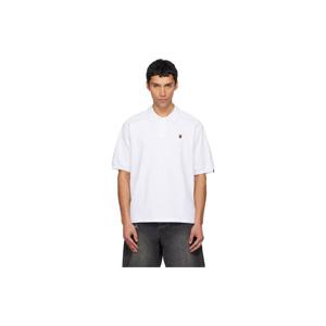 25 FW BAPE 남성 화이트 원 포인트 루즈 핏 폴로 셔츠 252546M212001