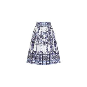돌체앤가바나 마졸리카 프린트 플리츠 미디 스커트 F4CEHTHH5A6