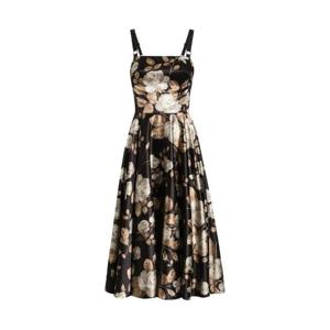 돌체앤가바나 로즈 프린트 새틴 미디 드레스 F6TYFTFSIB8