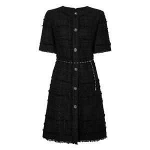 질스튜어트 뉴욕 여성 25FW 시즌오프 벨트SET 블랙 글리터장식 코튼혼방 반팔 트위드 미니 원피스 JSDR5D220BK