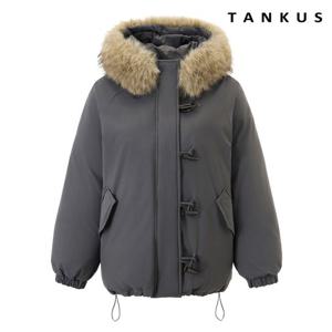 [탱커스]퍼 배색 스트링 더플 단추 집업 야상 점퍼 (TX4JP033L0)