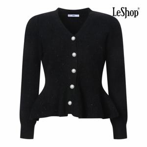 [르샵] 진주 버튼 펄 러플 라인 가디건 (BPBKC015A)
