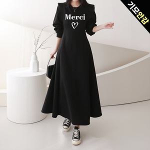 [올리비에스클로젯]퍼프 소매 기모 원피스_O2412OP117D_R