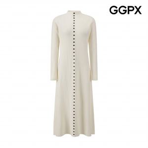 [GGPX] 블랙 버튼 디테일 플레어 니트 맥시 원피스 (GPBOP009F)