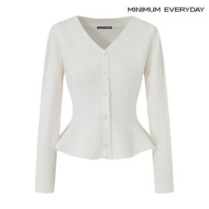 [미니멈][미니멈 에브리데이]브이넥 페플럼 진주 버튼 니트 가디건 (EB4CK064D)
