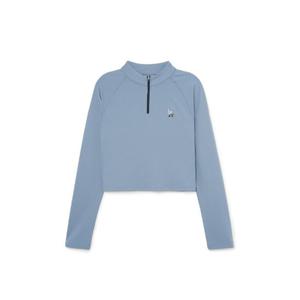 MLB긴팔티 JQT 3FTSB2234-07BLP 여성 베이직 애슬레저 반집업 긴팔 크롭티 LA다저스