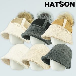 [햇츠온]브랜드 여성 겨울 보닛 햇 털 벙거지 챙 모자 뽀글이 방한 버킷햇 3H4306AN AA