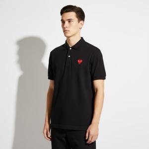꼼데가르송5S AX T006 051 1 레드 하트 폴로 셔츠 블랙