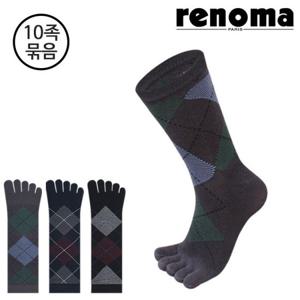[레노마] RM5001 남성 아가일 중목 발가락양말 10족세트