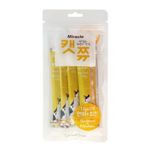 미라클 고양이간식 캣쮸 65g 파우치 - 연어치킨