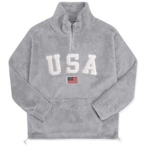 [탑보이]USA 패치 오버핏 반집업 양털 맨투맨 (OC001)