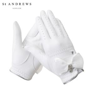 [세인트앤드류스] 여성 심볼 리본 포인트 양피 양손 장갑 821D1GV051_WH