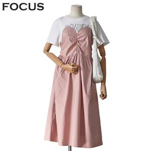 [포커스]티셔츠셔링 배색 원피스_FM3E7OP0414