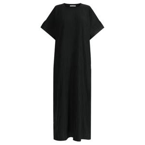 샵앤) 프릴주름 여성 H라인 반팔 롱 원피스 LL-WDR-11873-블랙