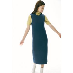 [유닛]코튼 혼방 크루넥 슬리브리스 니트 원피스 [UFI3-KOP370N]