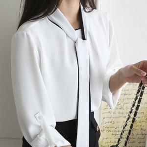 샵앤) 여성 타이 롤업 긴팔 블라우스 TOP-WBL-3728-아이보리