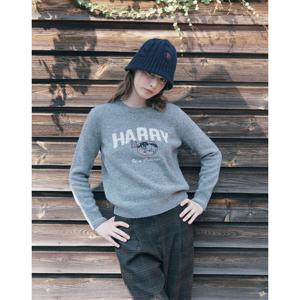 헤지스 여성 24FW 가격인하울100% 그레이 헤리 인타샤 라운드넥 스웨터 HSSW4DL87G2