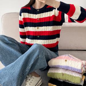 샵앤) 국내산 여성 3색 단가라 니트가디건 21DS-WCD-4006-오트밀