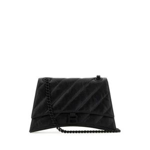 발렌시아가 여성 블랙 Crush 레더 플랩 숄더백 716393210IY 1000