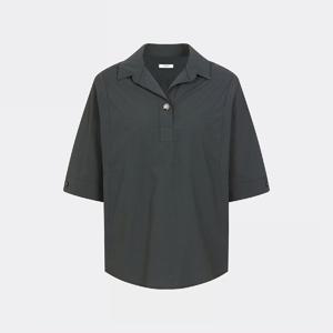 [캐리스노트]24년 봄 여름 데일리룩 셔츠 카라 반오픈 다크그린 블라우스 CN4MBL005-GB