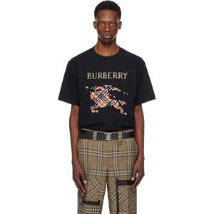 25 FW 버버리 남성 블랙 크로스 스티치 EKD 코튼 티셔츠 252376M213016