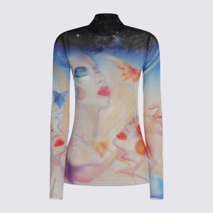 카사블랑카 하이 넥 시어 피티드 롱 슬리브 티셔츠 WPF25JTP028