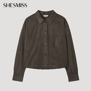 [쉬즈미스] 세미 크롭 스웨이드 셔츠_SWWSTP31010_SE