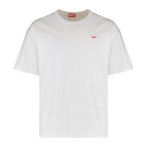 디젤 리브 넥라인 박시 핏 코튼 티셔츠 A164000QIAM 100