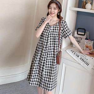 샵앤) 여름 브이넥 캐주얼 버튼 체크 원피스 WLD-WDR-SIS504