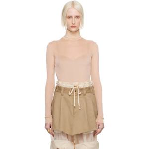 25 FW 메종마르지엘라 여성 베이지 하이넥 바디수트 242168F358002