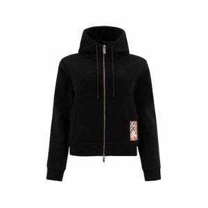 버버리 체크 라벨 지퍼 후드 자켓 블랙 여성 8101878