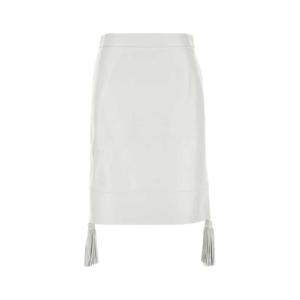 보테가베네타 여성 화이트 가죽 미니 스커트 823874V5BV0 9071