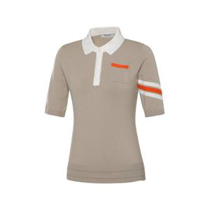 [와이드앵글]여성 CO 티핑 5부 폴로 스웨터 WWU23K11E2