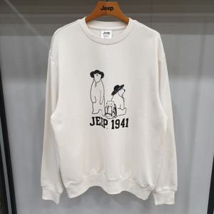 [지프]JP1TSU894 기획 테두리 곰 맨투맨 2024년 아이보리 티셔츠