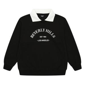 [에꼴리에]남아 레터링 카라 맨투맨 티셔츠 23C5403_BK