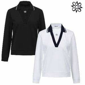 [세인트앤드류스]여성 V넥 배색 레이어드 하이넥 긴팔티셔츠 821C3TR055