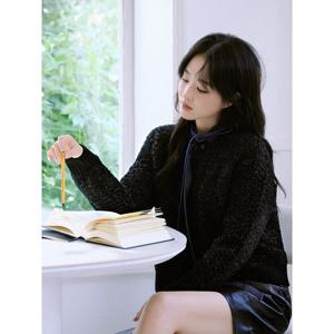 [빈폴레이디스] 트위드 메탈 라운드넥 카디건  네이비 (BF585AC03R)