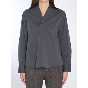 보테가베네타 코튼 실크 블렌드 포인티드 칼라 셔츠 819968 V3Y