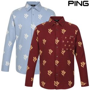 골프양말증정_PBS 남성 선인장 패턴 긴팔 셔츠 111E3JS302