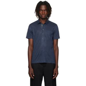 톰포드 폴로셔츠 네이비 실크   리넨 폴로 셔츠 251076M212024
