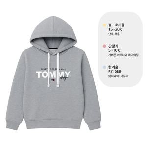 [타미힐피거 주니어]타미힐피거 브루스드백 플리스 남성 후드티 후디 그레이 09T4530-004