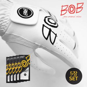 [BOB골프 기획출시] 남/여 빅로고 반양피 골프장갑 5장 1세트 - BGU5AGV905