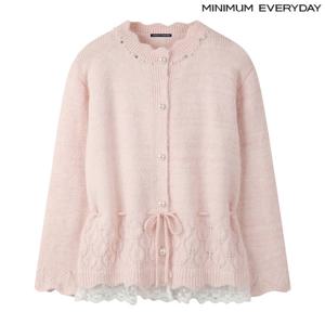 [미니멈][미니멈 에브리데이]물결 진주넥 레이스 스트링 울 가디건 (EB4CK039D)