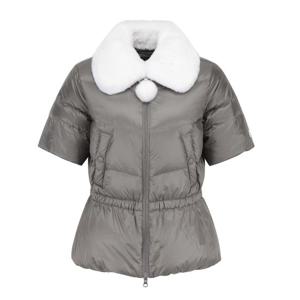 여성 퍼 탈팍 카라 구스다운 반팔 점퍼521E4JP303GY