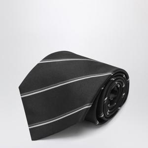 생로랑 브라운 스트라이프 실크 타이 8250663Y002 1062
