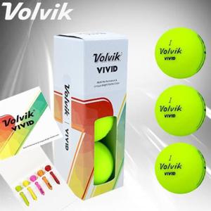 [RGRG]볼빅 비비드 3L 라인골프공 3구 무광 골프티꽂이포함 그린