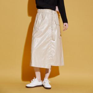 [라플리] 비건 레더 언발 포켓 스커트_LWSKW324B01