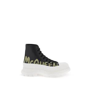 24SS 알렉산더 맥퀸 블랙 레더 Tread Slick 스니커즈 777960WIAT61680